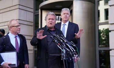 Former Trump White House chief strategist Steve Bannon speaks to members of the press as he departs from the second day of the trial of the contempt of Congress charges stemming from his refusal to cooperate with the U.S. House Select Committee investigating the Jan. 6