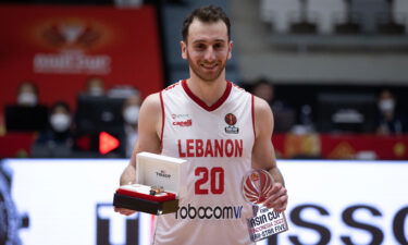 Lebanese basketball player Wael Arakji wins the MVP award in the final of the FIBA Asia Cup