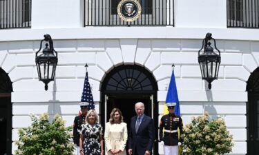 US President Joe Biden and US First Lady Jill Biden welcome Ukrainian First Lady Olena Zelenska to the White House in Washington