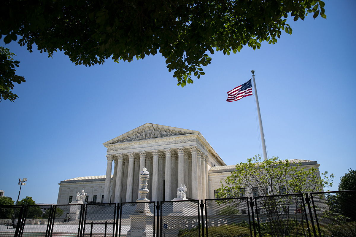 <i>Al Drago/Bloomberg/Getty Images</i><br/>Security fencing outside the US Supreme Court in Washington