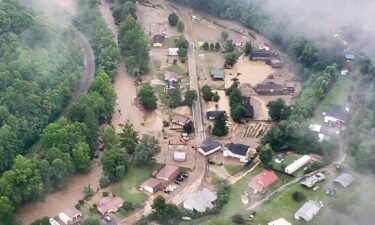 The Virginia Department of Emergency Management shared this aerial photograph of the damage in Buchanan County after heavy rains on July 12.