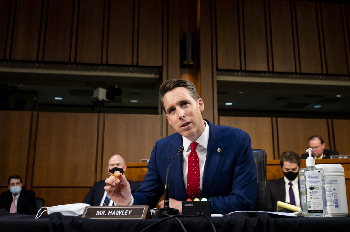<i>Pool/Getty Images North America/Getty Images</i><br/>Republican Sen. Josh Hawley of Missouri was accused by a law professor of engaging in a line of transphobic questioning during a hearing Tuesday on the legal consequences of the Supreme Court's reversal of Roe v. Wade.
