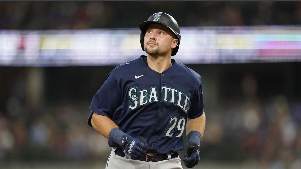 <i>LM Otero/AP</i><br/>Cal Raleigh hit his 13th homer of the season to put the Mariners up 2-1 in the fourth.