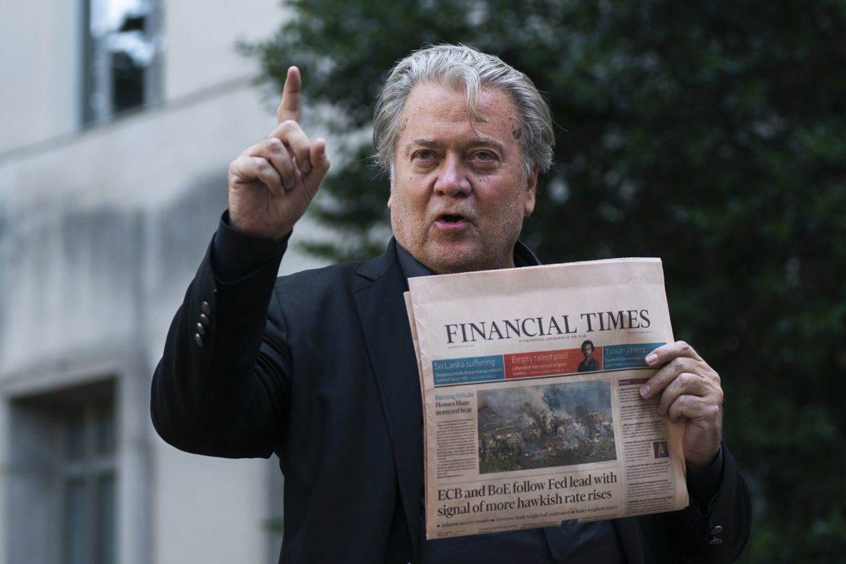 <i>Manuel Balce Ceneta/AP</i><br/>Former White House strategist Steve Bannon arrives at federal court in Washington