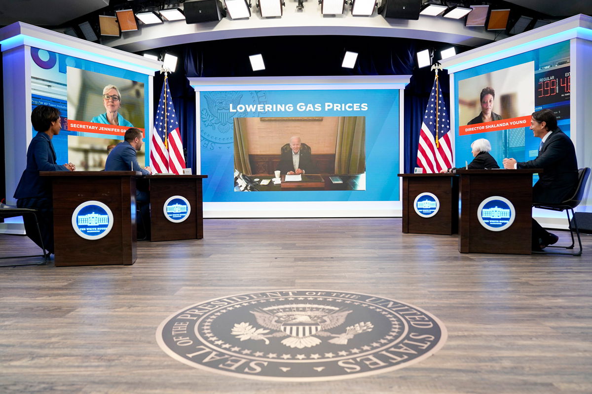 <i>Andrew Harnik/AP</i><br/>President Joe Biden speaks virtually during a meeting with his economic team in Washington on July 22. Biden's Covid-19 symptoms have 