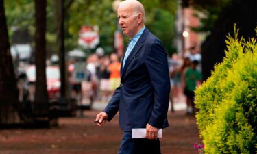 President Joe Biden departs Holy Trinity Catholic Church in the Georgetown section of Washington after attending a Mass in Washington on July 17