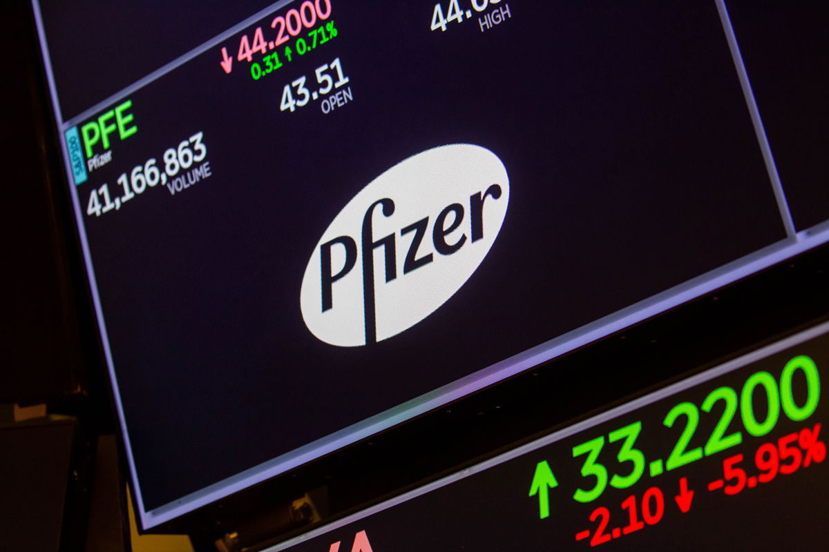 <i>Michael Nagle/Bloomberg/Getty Images</i><br/>Pfizer Inc. signage on the floor of the New York Stock Exchange (NYSE) in New York
