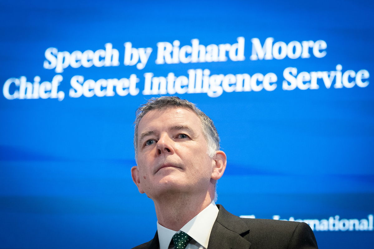 <i>Stefan Rousseau/PA Images/Getty Images</i><br/>MI6 Chief Richard Moore speaks at the International Institute for Strategic Studies