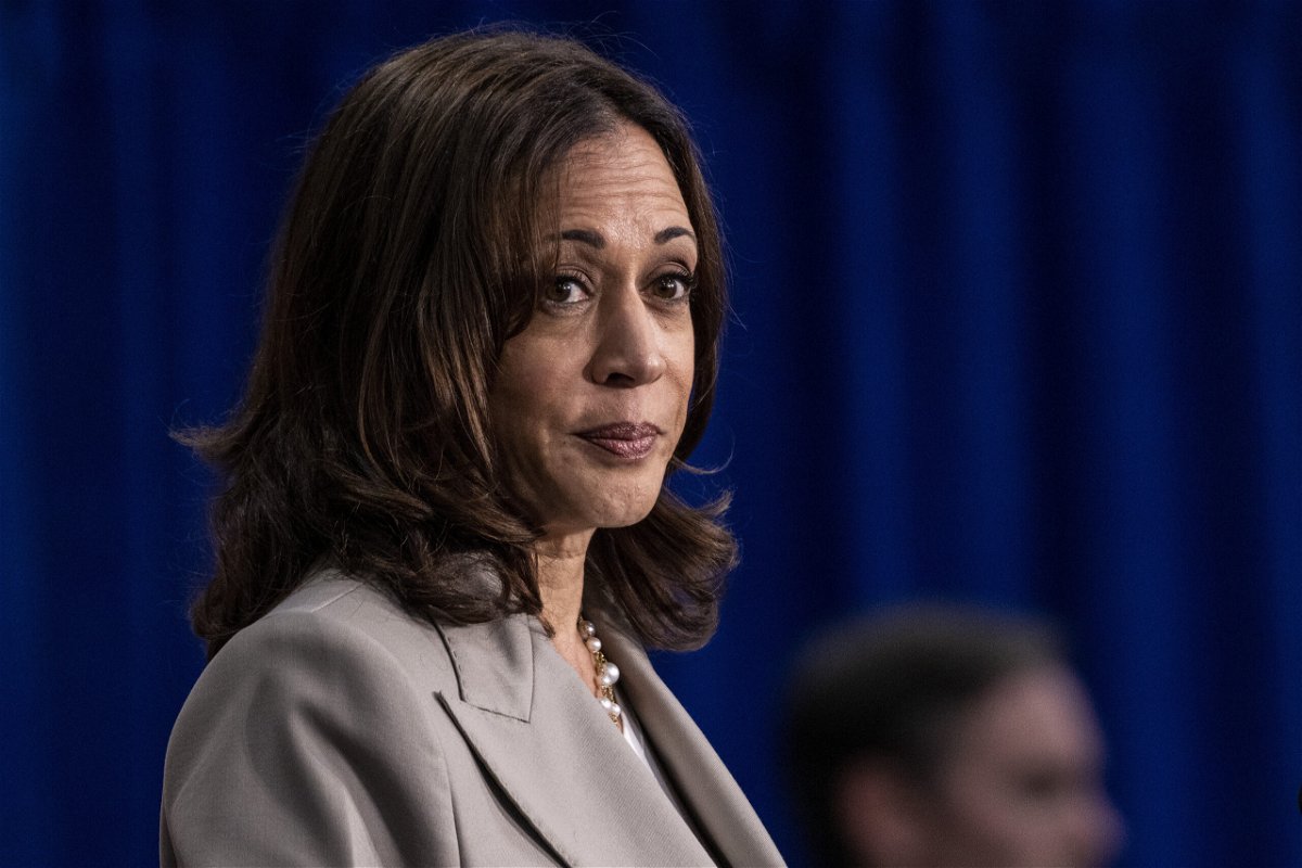 <i>Chris Dilts/Sipa/Bloomberg/Getty Images</i><br/>US Vice President Kamala Harris in Plainfield