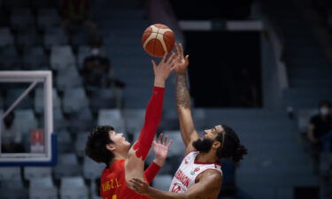 Tip-off during the FIBA Asia Cup quarterfinal between Lebanon and China.