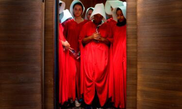 Women dressed as characters from "The Handmaid's Tale" at the Hart Senate Office Building