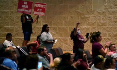 Parents and family attend a special meeting of the Board of Trustees of Uvalde Consolidated Independent School District where parents addressed last months' shootings at Robb Elementary School