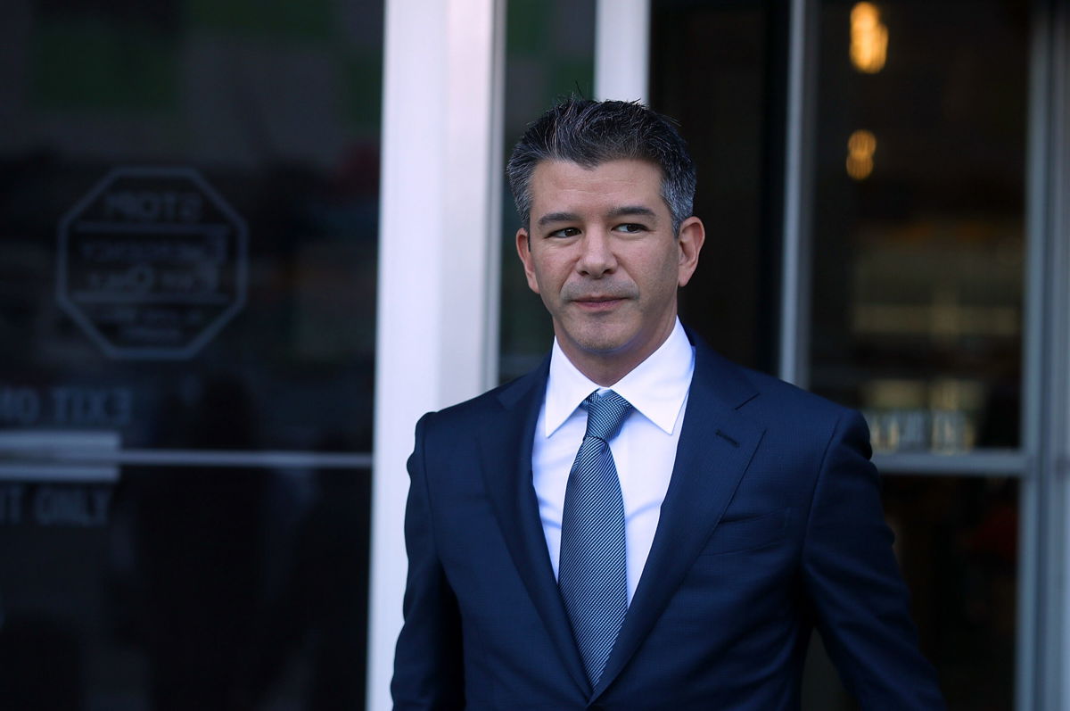 <i>Justin Sullivan/Getty Images</i><br/>Former Uber CEO Travis Kalanick leaves the Phillip Burton Federal Building on day three of the trial between Waymo and Uber Technologies  on February 7