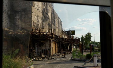 A view of the destroyed Fabrika shopping mall in the city of Kherson on July 20