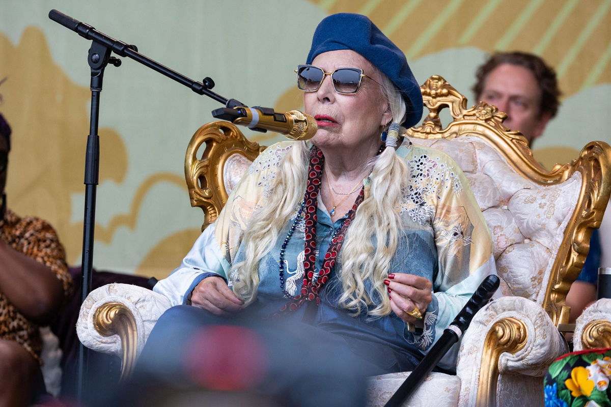 <i>Sachyn Mital/Shutterstock</i><br/>Joni Mitchell made a surprising return to the stage at the Newport Folk Festival on July 24.
