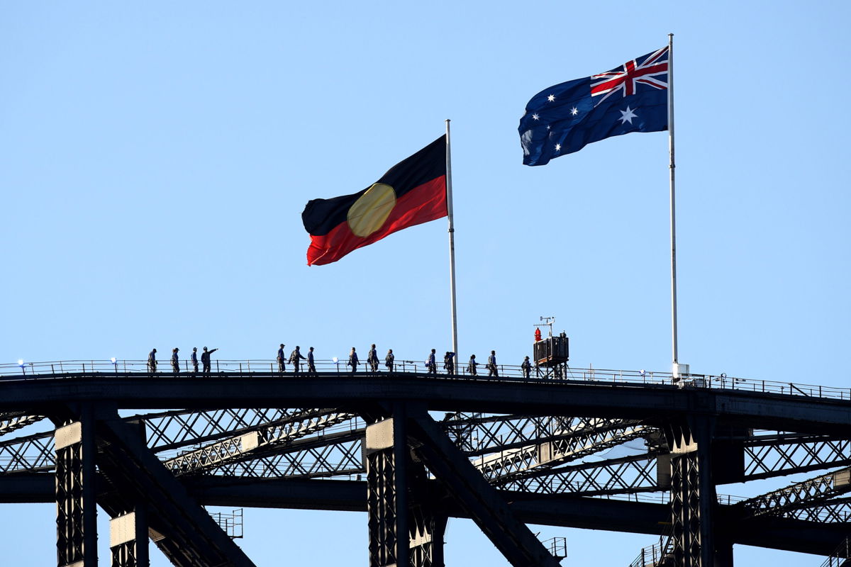 <i>Don Arnold/WireImage/Getty Images</i><br/>The Aboriginal flag will permanently replace the state flag on the Sydney Harbour Bridge. In this image
