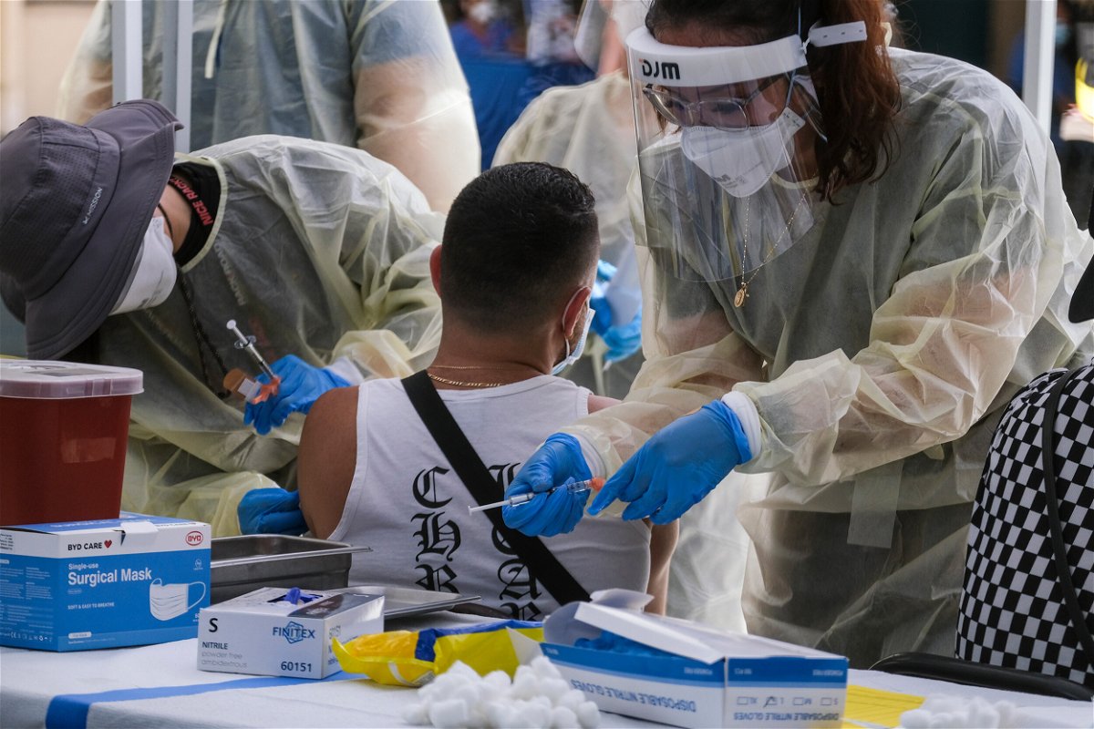 <i>Ringo Chiu/AP/FILE</i><br/>A healthcare worker prepares the Monkeypox vaccine at Eugene A. Obregon Park in Los Angeles on July 20.