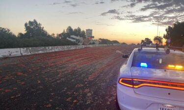 Tomatoes have spilled all over I-80 in Vacaville.