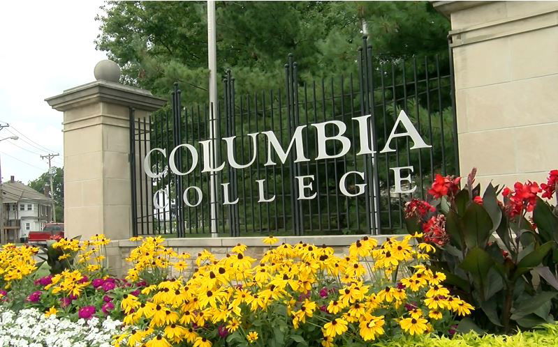 FILE - A sign welcomes students to Columbia College's main campus.