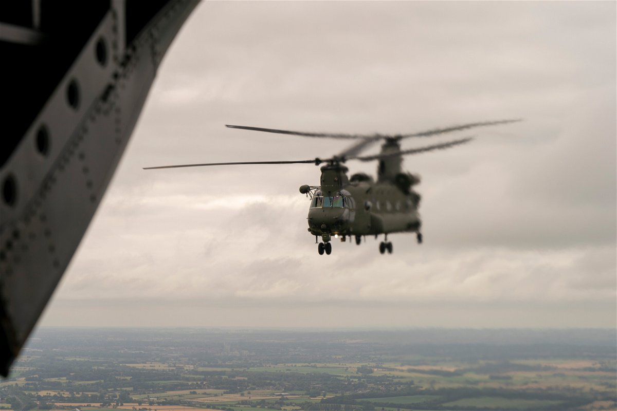 <i>Louis Wood/Pool/AP/FILE</i><br/>A Boeing H-47 Chinook helicopter is seen here on July 7. An Army spokeswoman said on August 30 that the Army grounded its entire fleet of Chinook helicopters after a 