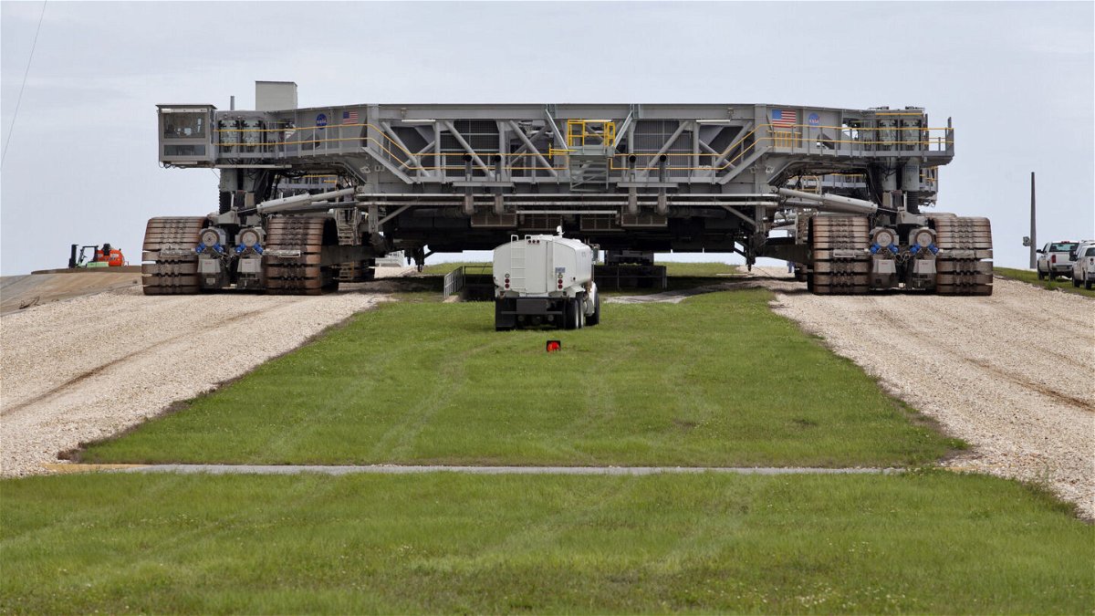 <i>Leif Heimbold/NASA</i><br/>Crawler-transporter 2 was used to move the mega-rocket stack to the launchpad.