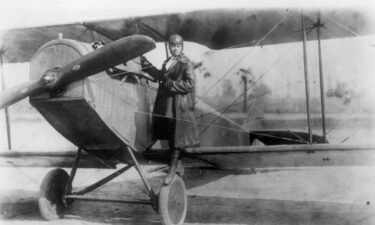 American pilot Bessie Coleman in her bi-plane