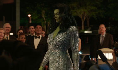 A computer-enhanced Tatiana Maslany plays the title role in 'She-Hulk: Attorney at Law.'