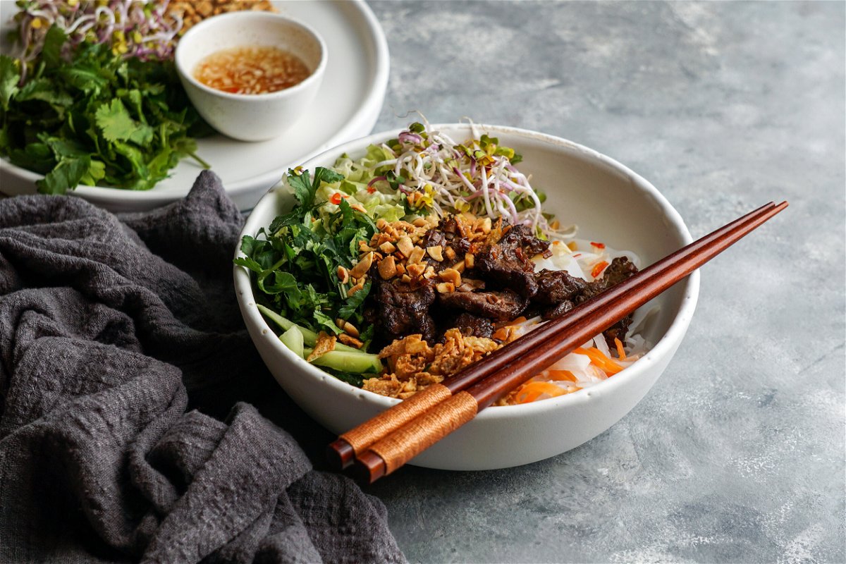 <i>Adobe Stock</i><br/>Pictured is a bowl of traditional Vietnamese noodle salad - Bun Bo Nam Bo