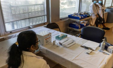 Polio is silently spreading in New York. Pictured is a polio vaccination clinic in Pomona