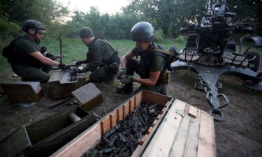 Anti-aircraft gunners of a special air defense unit of the National Guard of Ukraine are seen on a combat mission in Ukraine.