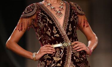 A model presents a creation by designer JJ Valaya during the FDCI India Couture Week in New Delhi on July 24.