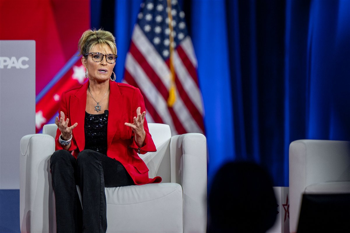 <i>Brandon Bell/Getty Images</i><br/>House candidate former Alaska Gov. Sarah Palin speaks at CPAC held at the Hilton Anatole on August 4 in Dallas