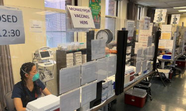 Staff inside the vaccine unit of San Francisco General Hospital are pictured.