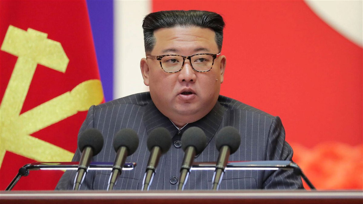 <i>Korean Central News Agency/AP</i><br/>North Korean leader Kim Jong Un speaks during a 