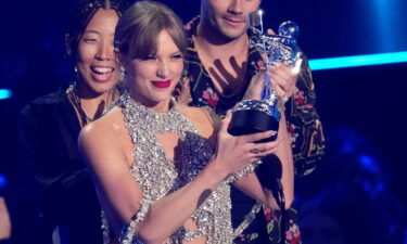 Taylor Swift accepts the award for best longform video for "All Too Well" at the MTV Video Music Awards.