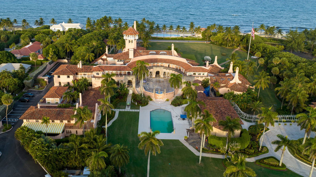 <i>Steve Helber/AP</i><br/>An aerial view of former President Donald Trump's Mar-a-Lago estate is seen