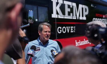 Gov. Brian Kemp is pictured at a campaign event on May 17 in Canton