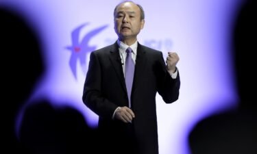 SoftBank is selling its stake in Alibaba after posting record losses on its tech bets this year. Pictured is Masayoshi Son