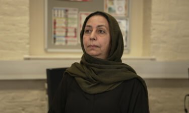 Judge Fawzia Amini at the adult learning center in London where she is learning English.
