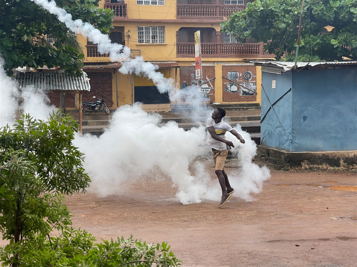 <i>Obtained by CNN</i><br/>Hundreds of protesters took to the streets of Freetown