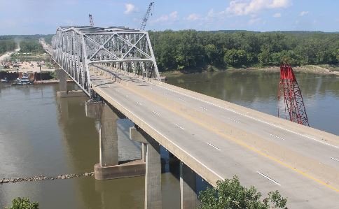 Construction continues on the Missouri River bridge near Rocheport on Tuesday, Aug. 23, 2022.