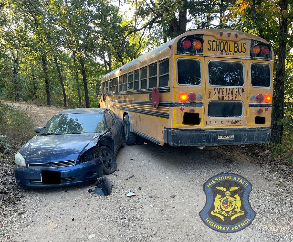 The Missouri State Highway Patrol responded to a crash that involved a school bus in Miller County on Friday, Sept. 30, 2022. Troopers said the driver of the car involved in the crash was hurt. 