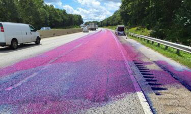 Officials say a spill of clothing dye took hours to clean up on Tuesday.