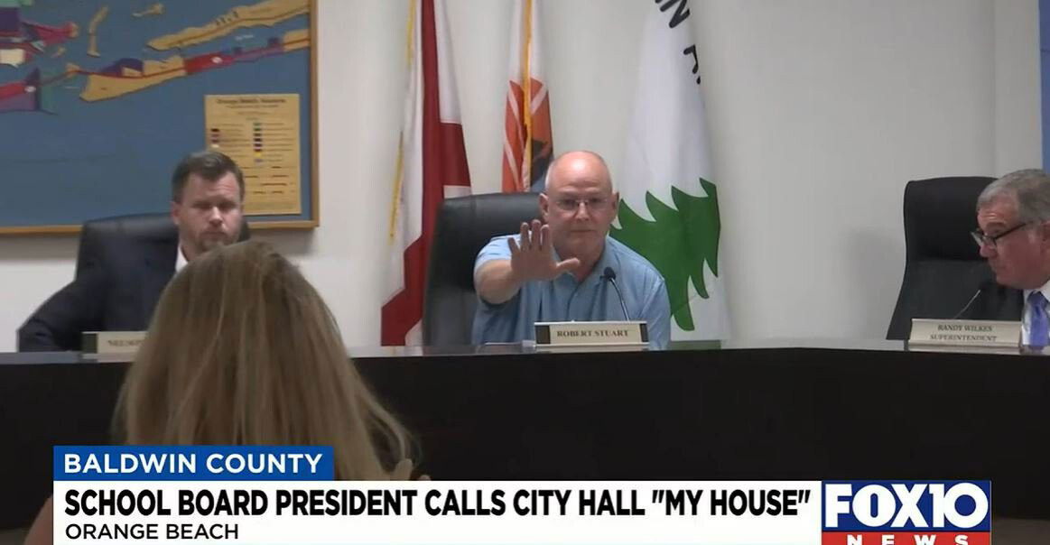 <i>WALA</i><br/>Orange Beach School Board President Robert Stuart calls city hall 