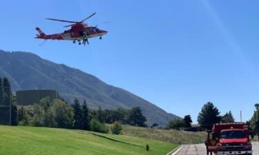 A paraglider was transported by medical helicopter following a crash near Olympus Cove on Sunday.