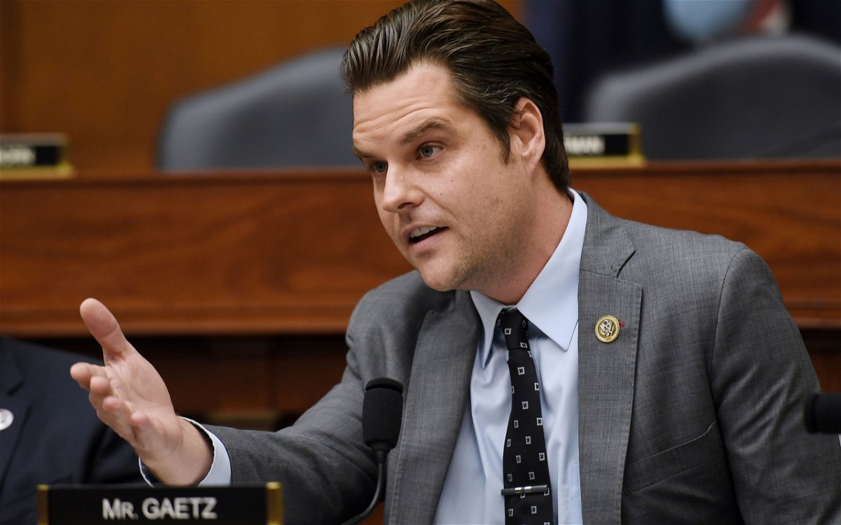 <i>Olivier Douliery/Pool/AP</i><br/>Prosecutors have recommended against charging Florida Rep. Matt Gaetz in a federal sex-trafficking investigation. Gaetz is seen here on Capitol Hill in September 2021.