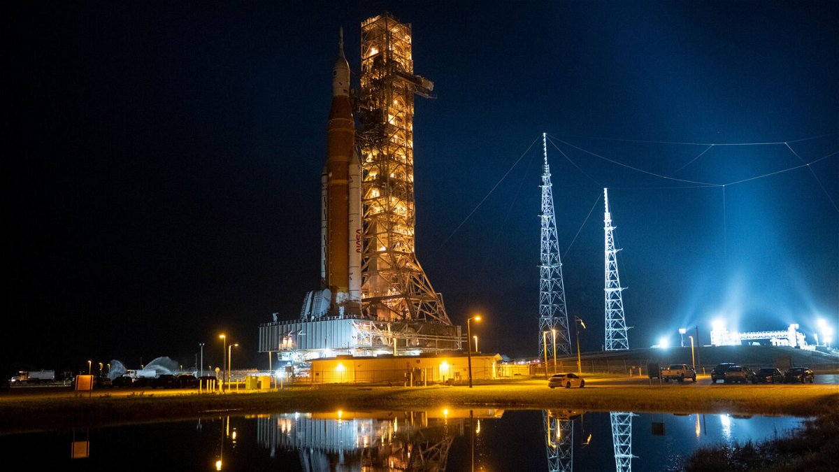 <i>Joel Kowsky/NASA</i><br/>NASA has rolled the massive Artemis I mega moon rocket back into its hangar