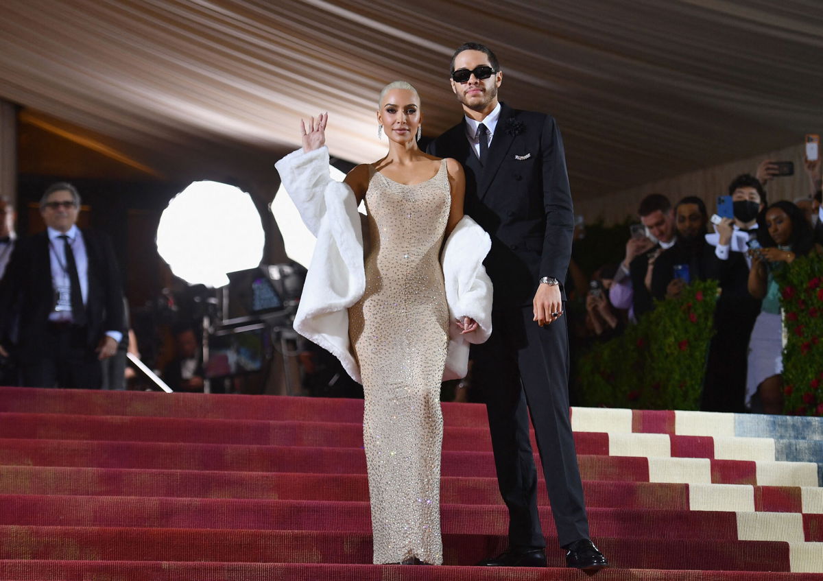 <i>Angela Weiss/AFP/Getty Images</i><br/>Kim Kardashian and Pete Davidson are pictured here back in May.