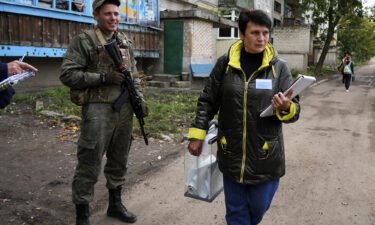 People cast their votes in controversial referendums in Donetsk Oblast