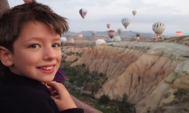 The couple's son Leo is pictured here during the family's visit to Cappadocia